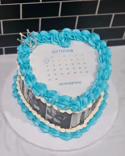 Vanilla Calendar burn cake... Happy Birthday 🎂 #odenisecupcakesandsweets ##millbrookalabamabaker #smallbusiness #cakedecorating #cakesofinstagram Small Blue Birthday Cake, Birthday Inpos, 17 Birthday Cake Ideas, 18birthday Cake, Burn Cake, Aquarius Cake, 16th Birthday Cake Ideas, Bd Cake, Blue Birthday Cakes