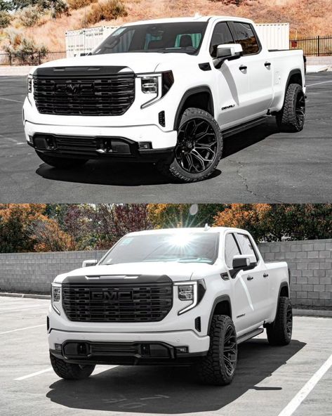 White Gmc Sierra 1500, White Gmc Sierra, Denali Truck, Sierra Denali, Off Road Wheels, Black Wheels, Gmc Trucks, Gmc Sierra 1500, Sierra 1500