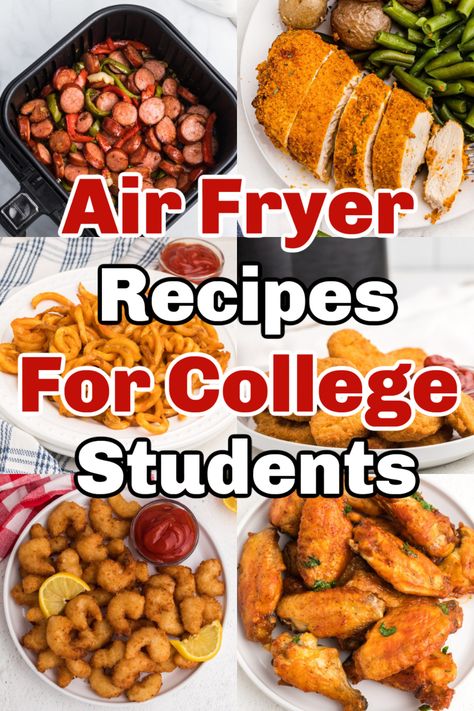 Air Fryer Meals For College Students, Easy Air Fryer Recipes For College Students, Air Fryer Recipes For College Students, College Air Fryer Recipes, Easy Air Fryer Meals, Cheap Air Fryer, Meals For College Students, College Dinners, Shake And Bake Pork