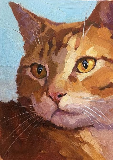 Beautiful painting of a ginger cat #painting #catpainting #catart #art Katya Minkina, Animal Babies, 강아지 그림, Oil Pastel Art, Gouache Art, Cat Artwork, Watercolor Cat, Arte Sketchbook, Arte Animal