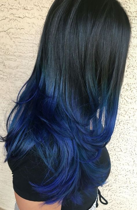 Hair Colour Ash Brown, Blue Tips Hair, Electric Blue Hair, Rachel Hair, Blue Hair Highlights, Ash Brown Hair Color, Dyed Hair Blue, Blue Black Hair, Dark Blue Hair