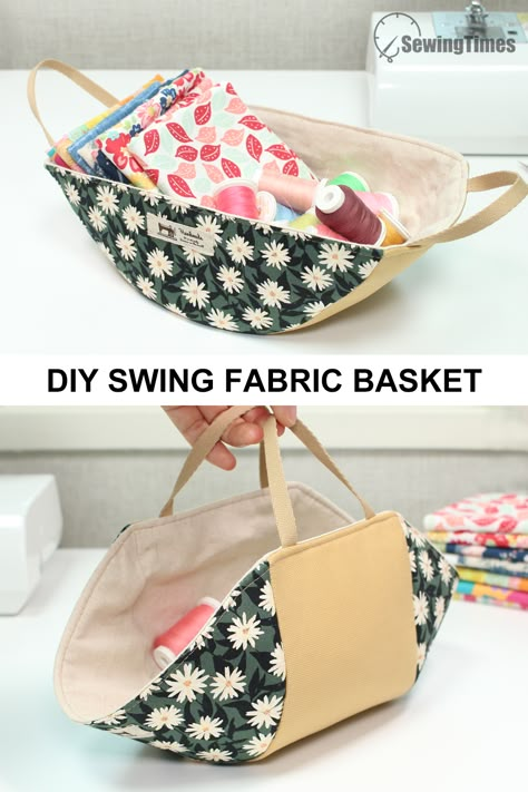 Crochet Clothes For Beginners, Diy Swing, Fabric Basket Tutorial, Basket Tutorial, Handbags Patterns, Fabric Basket, Sew Ins, Crochet Handbags Patterns, Sewing Baskets