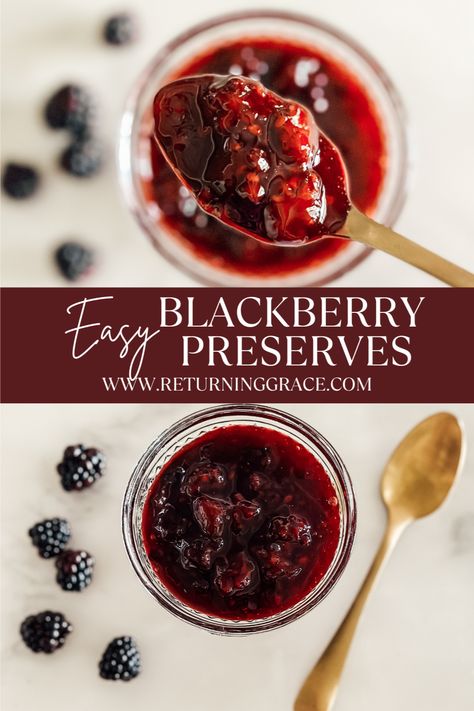 Make delicious blackberry preserves with this easy recipe using fresh blackberries and few kitchen basics! Perfect for breakfast or desserts! Blackberry Preserves Recipe Canning, Recipes With Fresh Blackberries, Freezing Blackberries, Preserve Blackberries, Blackberry Preserves Recipe, Fresh Blackberry Recipes, Blackberry Ideas, Blackberries Recipes, Blackberry Recipes Easy