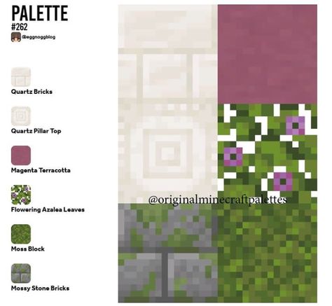 Minecraft Block Palette Tropical, Minecraft Wall Palette, Minecraft Wood Pallets, Block Pallet Ideas Minecraft Spruce, Matching Minecraft Skins Couple, Minecraft Blocks Palette, Minecraft Pallet Ideas, Minecraft Block Combos, Minecraft Coordinates