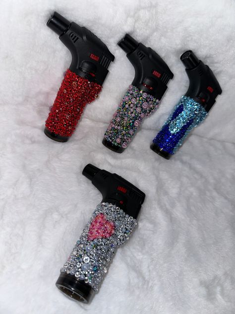 Beautiful Custom made-to-order Bedazzled refillable mini torch (butane sold separately). Choose from many colors and patterns or message me for special requests Bedazzled Lighter, Bedazzled Items, Bedazzled Things, Bedazzling Ideas, Bedazzled Stuff, Custom Lighters, Bling Ideas, Rhinestone Projects, Custom Bling