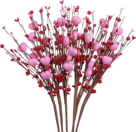 【Gift For Her】These stems are perfect gifts for Valentine’s Day,Christmas,anniversary or other important festivals. 【Heart Berry Stem】Each stem is made with 6 pink hearts and plenty of red and pink berries. They are very beautiful and can well express your love and appreciation. 【Size】Each stem is about 16 inches tall and is suitable to be placed in the living room,bedroom,or other places.They will bring you a relaxed and pleasant mood. Wedding Anniversary Party Decorations, Valentine Centerpieces, Decor Things, Flower Picks, Galentines Party, Hari Valentine, Anniversary Flowers, Product Must Haves, Valentines Day Decor