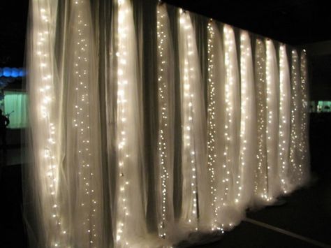 As simple as purchasing some transparent fabric from your local fabric store and adding some low voltage back lights to them allow you to create unlimited decor that will look elegant and expensive. Elegant Wedding Reception, Wedding Reception Decorations, Reception Decorations, Wedding Bells, Quince, Spring Wedding, Gatsby, Future Wedding, Event Decor