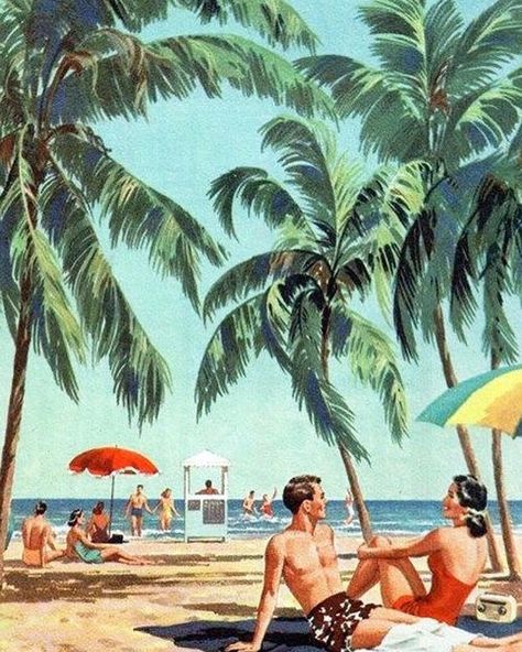 50s Beach, Roger Wilkerson, Foto Transfer, Beach Illustration, Beach Posters, Old Florida, Vintage Florida, Vintage Life, Vintage Beach