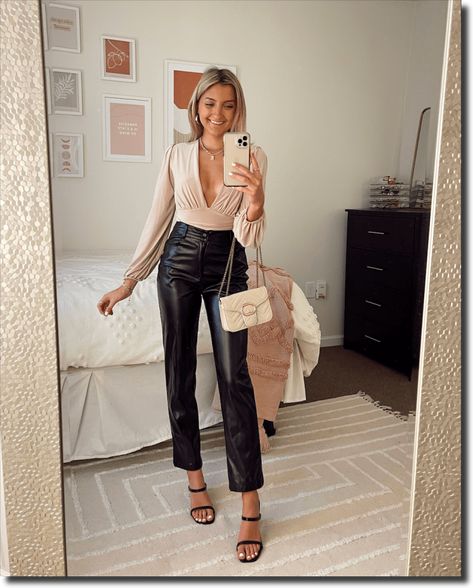 Evening Outfit Going Out Winter, New Years Outfit Inspiration, Fashion Going Out, Night Life Outfits Classy, Winter Going Out Outfit Aesthetic, 2022 Night Out Outfit, New Year’s Eve Outfit Leather Pants, Going Out For Dinner Outfit Winter, Nrw Years Outfits