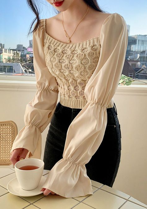 Puff Blouse, Blouse Korean Style, Simple Frock Design, Korean Blouse, Pakistani Formal Dresses, Stylish Short Dresses, Fashion Top Outfits, Fashionista Clothes, Korean Fashion Trends