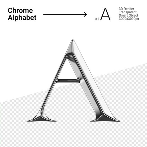 Chrome Font Alphabet, Chrome Letters Design, Letra A Aesthetic, 3d Alphabet Letters, Chrome Alphabet, 360 Logo, Chrome Tattoo, Chrome Letters, Ma Logo