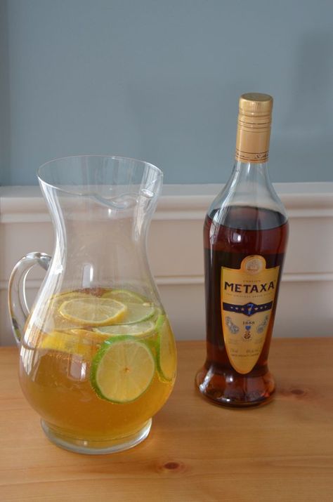 Greek White Sangria Greek Feast, White Sangria Recipe, Apricot Nectar, Greek Menu, Sangria Ingredients, Greek Appetizers, White Wine Sangria, Greek Dinners, Wine Sangria