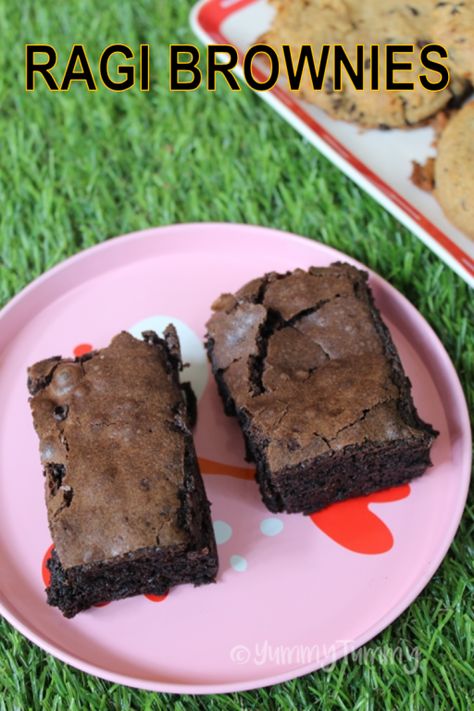 Ragi Brownies Recipe - Finger Millet Brownies Recipe Millet Brownies, Millets Recipes, Eggless Brownie Recipe, Ragi Recipes, Healthy Bakes, Finger Millet, Tiffin Recipe, Scoop Of Ice Cream, Brownies Recipe Homemade