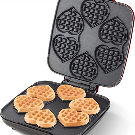 DASH Multi Mini Heart Shaped Waffle Maker: Six Mini Waffles, Perfect for Families, Dual Non-stick Surfaces with Quick Release & Easy Clean - Red Heart.
LOVE BREAKFAST: Now you can make six 3" mini heart waffles in a multi-waffle cooker. Heart Waffle Maker, Heart Shaped Waffle, Heart Shaped Waffle Maker, Best Waffle Maker, Love Bears All Things, Must Have Kitchen Gadgets, Waffles Maker, Waffle Iron, Waffle Recipes