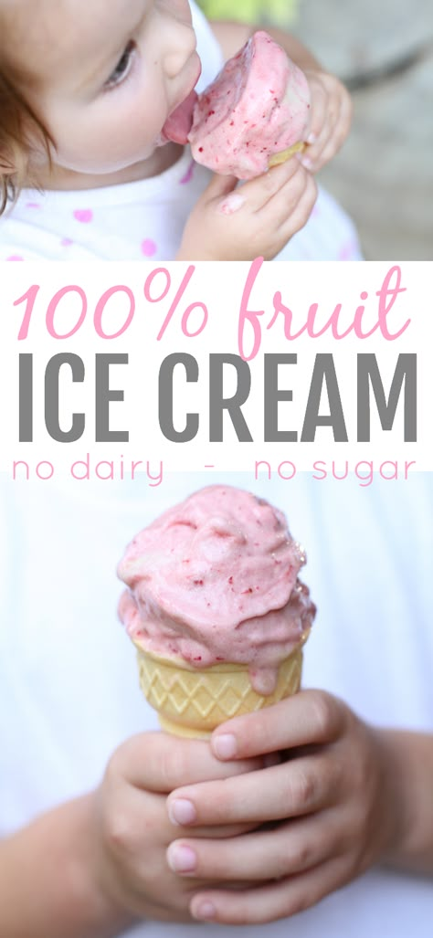 This ice cream is made of ONLY fruit!  The texture is identical to soft-serve ice cream.  Such a great healthy alternative for kids and adults alike! Ice Cream Breakfast, Breakfast Ice Cream, Granitas, Ice Cream For Breakfast, Fruit Ice Cream, Fruit Ice, Healthy Ice Cream, Soft Serve Ice Cream, Sem Lactose