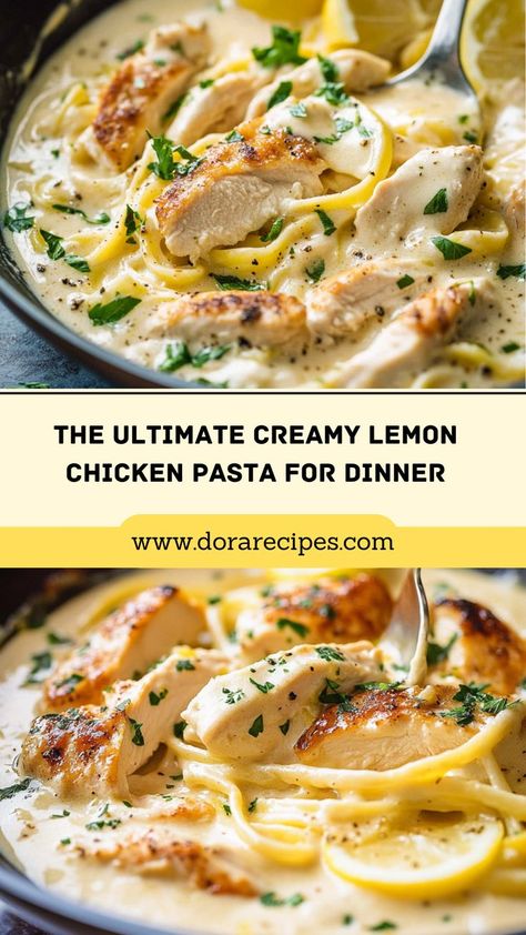 Discover the ultimate Creamy Lemon Chicken Pasta that will elevate your dinner experience! This recipe features succulent chicken and al dente pasta enveloped in a rich, creamy sauce infused with fresh lemon juice and garlic. Ready in just 30 minutes, it’s the perfect solution for weeknight meals or special occasions. Customize your dish by adding fresh vegetables like broccoli or asparagus for extra flavor and nutrition. Try this delightful recipe and enjoy a comforting, gourmet meal without the hassle! Creamy Lemon Chicken Pasta, Chicken Broccoli Pasta, Pasta For Dinner, Lemon Chicken Pasta, Lemon Garlic Pasta, Dinner Experience, Creamy Lemon Chicken, Lemon Garlic Chicken, Broccoli Pasta