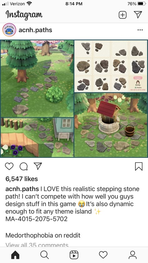 Acnh Natural Path, Cottagecore Animal Crossing, Acnh Paths, Ac Ideas, Stepping Stone Paths, Garden Island, Acnh Cottagecore, Animal Crossing 3ds, Animal Crossing Funny