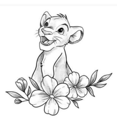 Simba Tattoo, Disney Sleeve Tattoos, Minimal Tattoo Designs, Gothic Tattoos, Lion King Tattoo, J Tattoo, Cute Dragon Drawing, Disney Sleeve, Lion King Drawings