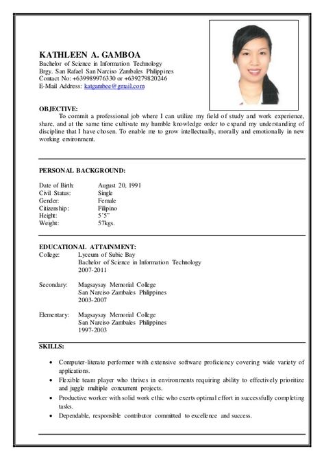 Basic Resume Examples, Simple Resume Format, Job Resume Format, Good Resume, Sample Resume Format, Resume Pdf, Resume No Experience, Resume Format For Freshers, Best Resume Format