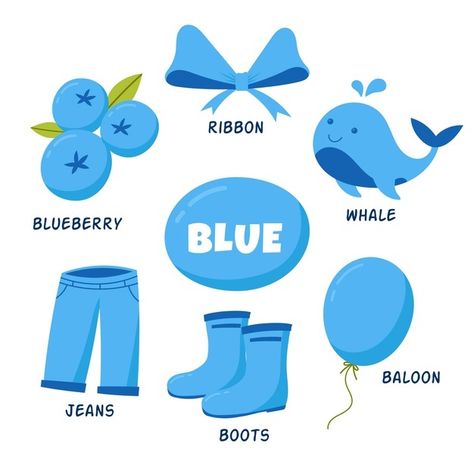 Blue Colour Objects For Preschool, Things That Are Blue Preschool, Blue Colour Objects, Blue Colour Things, Color Blue Activities, Blue Objects, Pre Primary, Christmas Tree Images, Maternity Photography Poses Couple