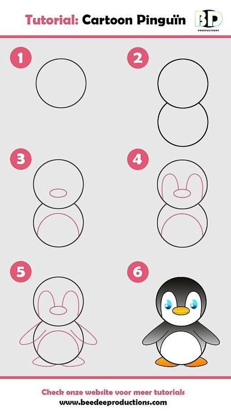 Trin For Trin Tegning, Get Better At Drawing, Penguin Drawing, Drawing Lessons For Kids, Easy Drawing Tutorial, Easy Drawings For Kids, Easy Doodle Art, Drawing Tutorial Easy, Drawings For Kids