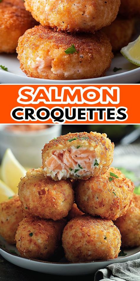 🐟 Crispy Salmon Croquettes are a quick, delicious way to enjoy salmon! These flavorful patties are perfect as an appetizer, snack, or light dinner. Made with simple ingredients and pan-fried to golden perfection, they’re crispy on the outside and tender inside. Serve them with a side salad or dipping sauce! 💡 Save this recipe and enjoy these irresistible croquettes tonight! #SalmonCroquettes #SeafoodRecipes #EasyDinnerIdeas #HealthySnacks #ComfortFood 🥗🍋 Healthy Fish Dinners, Crab And Shrimp Recipe, Salmon Croquettes Recipe, Red Pepper Recipes, Low Carb Salmon, Crispy Salmon, Flaked Salmon, Croquettes Recipe, Fish Dinners