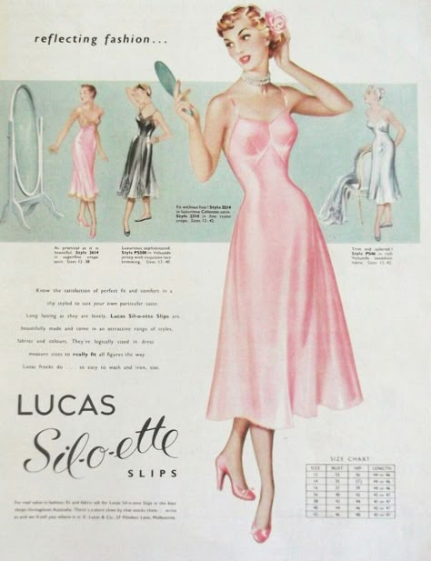 Vintage Ads Women, 1950s Posters Women, 1950s Pink Aesthetic, Pink Vintage Clothes, 50s Fashion Magazine, 50s Aesthetic Pink, Pink 50s Aesthetic, 50s Lingerie, Coquette Lingerie