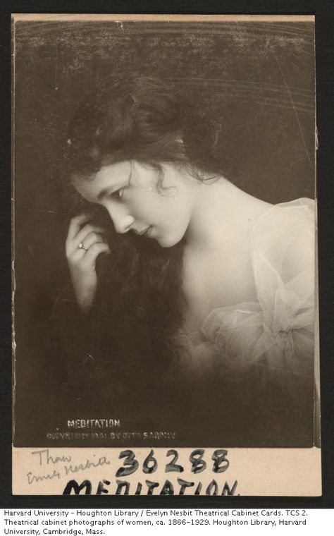 Evelyn Nesbit theatrical cabinet card by Otto Sarony, 1901. Evelyn Nesbit, Gibson Girl, Vintage Portraits, Silent Film, Vintage Pictures, Vintage Photographs, Vintage Beauty, Vintage Photography, Old Pictures