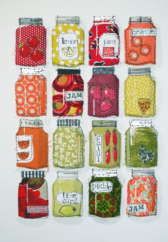 Jam Jars Quirky Artwork, Jar Of Jam, Jam Jars, Jar Art, Painted Jars, Artist Portfolio, Textile Artist, Jam Jar, Textile Artists