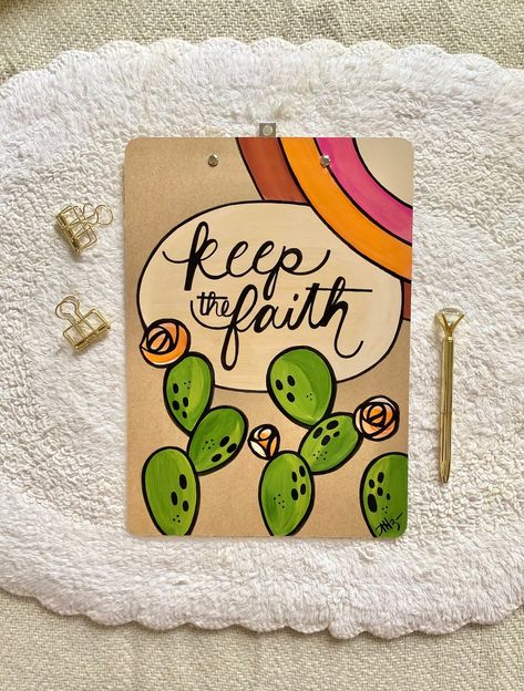 Clipboard Painting Ideas, Clipboard Art, Clipboard Decorating, Christian Gift Shop, Teacher Clipboard, Clip Boards, Boho Teacher, Personalized Clipboards, Boho Cactus