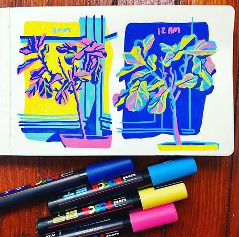 Celebrate spring with bright colors! Sarah Robbins of @sarahrobbinsdraws uses Uni-Posca Paint Markers to create her vivid illustrations.… Posca Pens, Posca Marker, Posca Art, Arte Sketchbook, Arte Inspo, Marker Drawing, Paint Marker, Sketchbook Inspiration, Color Pencil Drawing