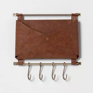 Shop for key holder for wall online at Target. Free shipping on orders of $35+ and save 5% every day with your Target RedCard. Wand Organizer, Mail Holder, Leather Organization, Leather Wall, Hook Rack, Metal Rack, Entryway Organization, Key Rack, Mail Organizer