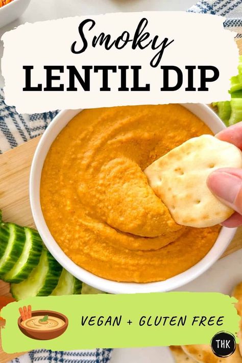 Smoky Lentil Dip This Healthy Kitchen Lentil Bean Dip, Red Lentil Hummus Recipe, Lentil Dip Recipe, Lentil Hummus Recipe, Lentil Dip, Vegan Dressings, Lentil Hummus, Vegan Spinach Artichoke Dip, Vegetarian Eating