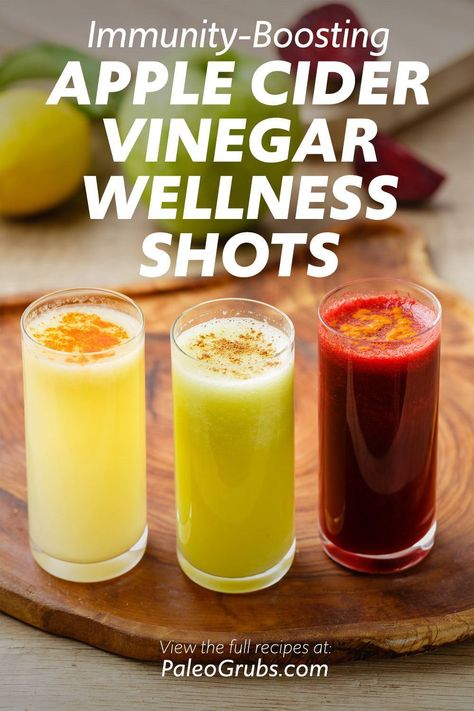 Are you recovering from a cold or flu, or just need a quick and easy boost for your immune system? Try one of these potent, energizing and healing 4-ingredient apple cider vinegar wellness shots that you can put together in minutes. At Home Immunity Shots, Energy Shots Homemade, Immune Boosting Shots, Wellness Shots Recipe, Detox Shots, Healthy Shots, Health Shots, Apple Cider Vinegar Shots, Juice Shots