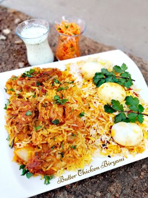 Butter Chicken Biryani recipe by Sumayah Rice Dishes Recipes, Chicken Biryani Recipe, Chicken Biryani, Biryani Recipe, Air Fryer Recipes Healthy, Fried Onions, Food Categories, Marinated Chicken, Butter Chicken