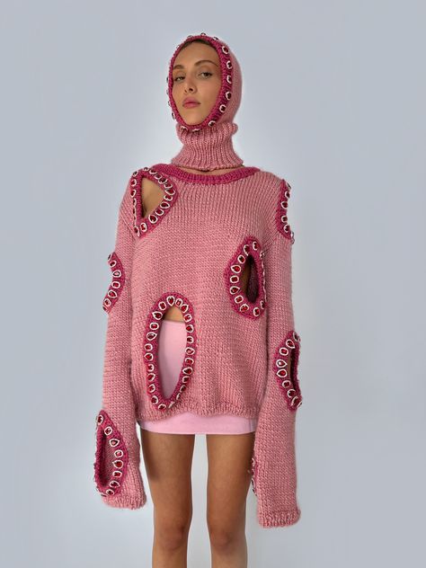 All Products – Page 2 – Lirika Matoshi Knit Fashion Runway, Knitwear Fashion Design, Unique Knitwear, Knit Balaclava, Lirika Matoshi, Leni Klum, Knit Collage, Knitted Balaclava, Pink Frame