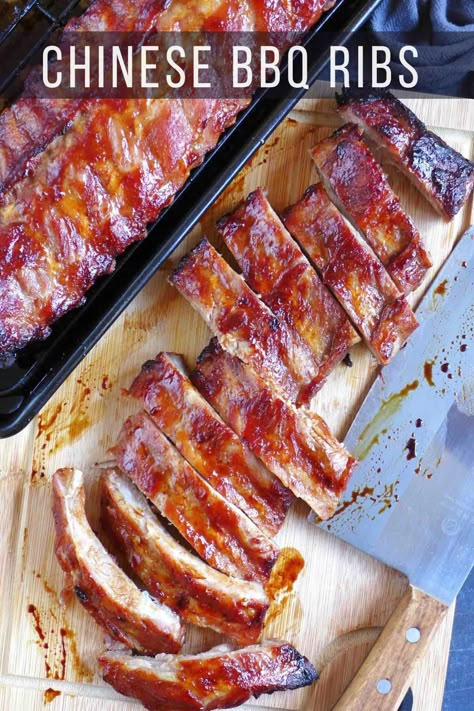 Richly seasoned and perfectly roasted, Chinese BBQ ribs are an easy and tasty way to cook pork ribs. Both oven-roasting and air-frying methods are included. Chinese Pork Ribs, Korean Style Ribs Recipes, Chinese Ribs Recipe Ovens, Chinese Bbq Ribs, Chinese Bbq Ribs Recipe, Pork Spare Ribs Chinese Style, Chinese Ribs, Chinese Bbq Spare Ribs, Chinese Spare Ribs