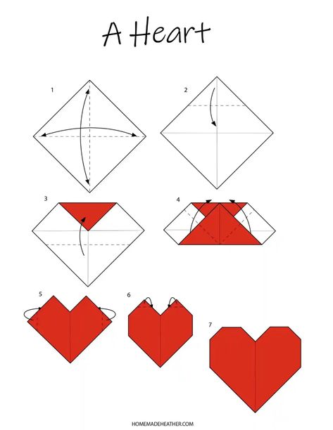 Easy Origami Heart Printable Origami Printables, Easy Origami Heart, Origami Sheets, Origami Templates, Easy Birthday Gifts, Origami Shapes, Beautiful Origami, Heart Envelope, Origami Step By Step