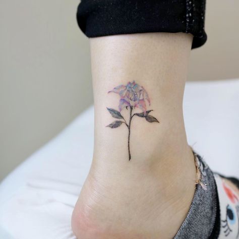 Tiny Jasmine Flower Tattoo, Bts Flower Tattoo, Orchid Tiny Tattoo, Delicate Violet Flower Tattoo, Lilac Watercolor Tattoo, Flower Tat, Female Celebrities, Original Photo, Dope Tattoos