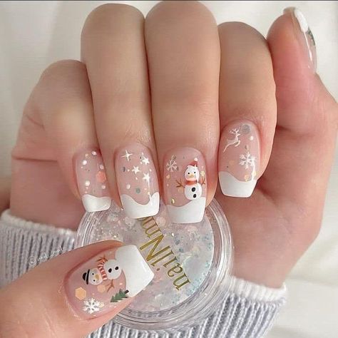 Nail Gel Christmas, Christmas Nail 2024, Gel Nails Ideas Christmas, Winter Gel Nail Designs, Noel Nail Art, Nail Noel Christmas, Nails For Christmas Holiday, Nail Art Christmas Designs, Winter Nails Art Designs