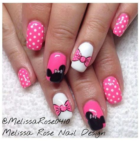 Minnie Mouse Nail Art, Mouse Nail Art, Do It Yourself Nails, Disneyland Nails, Disney Nail Designs, Minnie Mouse Nails, Mickey Nails, Unghie Nail Art, Finger Nail Art