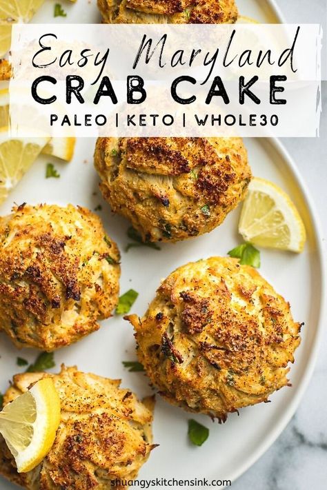 Keto Whole30 Maryland Style Crab Cake | This keto Maryland Style crab cake recipe is easy to make and has no fillers! With minimal ingredients, you can make gluten-free, Whole 30 approved, low carb crab cakes that are healthy and delicious. #ketorecipe #whole30recipe #crabcakes #healthydinnerideas