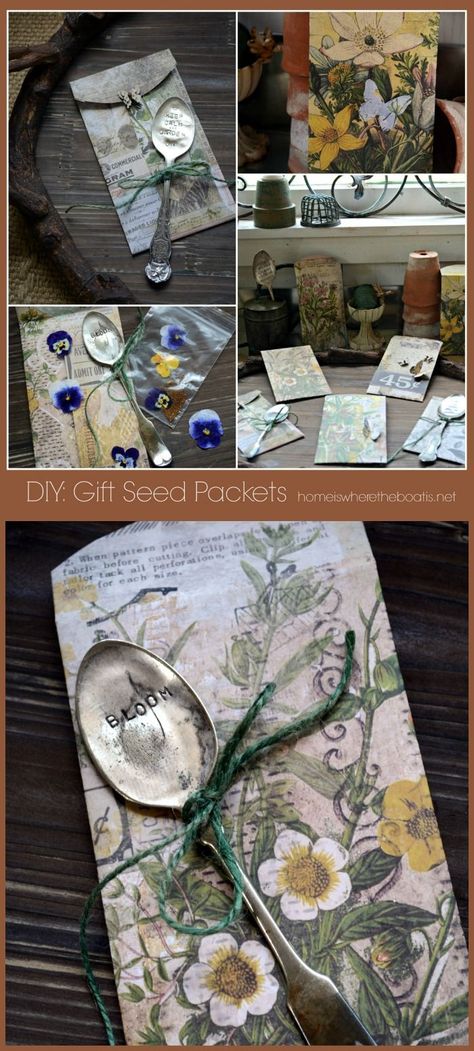 DIY Seed Gift Envelopes, an easy, fun, and inexpensive project for a garden club, luncheon or party favor! Diy Seed Packets, Flower Envelope, Homemade Gift Baskets, Flower Candle Holder, Retreat Ideas, Spring Tablescapes, Gift Envelope, Year In Review, Garden Club