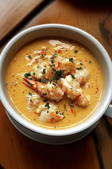 Dive into a bowl of luxurious creamy crab bisque! This rich, flavorful seafood soup will warm your soul with its velvety texture and delicate crab flavor. Perfect for a cozy dinner or special occasion. Ready to cook? Click for the recipe! #CrabBisque #SeafoodSoup #CreamyCrab #SoupRecipe #ComfortFood #DinnerIdeas #CrabLovers #SeafoodBisque #EasyRecipes #HomemadeBisque #SeafoodLovers Bayou Crab Chowder, Cooktop Cove Crab And Shrimp Seafood Bisque, Crab Dinner Party, Crab Corn Chowder Recipe, She Crab Soup Recipe, Crab Bisque Soup, Crab And Corn Soup, Crab Soup Recipe, Crab Bisque Recipe