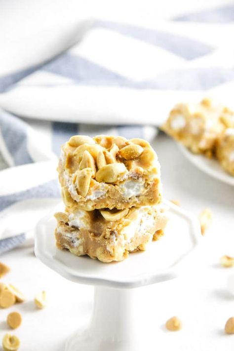 Salted Nut Roll Bars are a candy classic made into a delicious ooey gooey bar! Filled with peanut butter and marshmallows, the whole family would enjoy it! | The Bitter Side of Sweet Salted Nut Roll Bars, Nut Roll Bars, Salted Nut Roll, Salted Nut Rolls, Nut Roll Recipe, Baked Gifts, Nut Roll, Nut Rolls, Salted Nuts