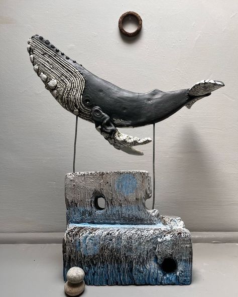 Mark Smith on Instagram: “Humpback Whale coming up for air. #humpbackwhale #ceramicwhale #ceramicsculpture #comingupforair #whales #sculpture #ceramics #pottery” Coming Up For Air, Shark Sculpture, Mark Smith, Clay Fish, Pottery Houses, Whale Art, Fish Sculpture, Ceramic Fish, A Whale