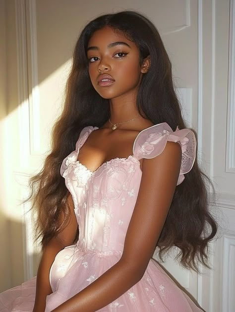 Fairytale Princess Aesthetic, Princess Faceclaims, Romantic Essence Makeup, Princess Poses Reference, Cottage Core Black Women, Poc Face Claims Female, Black Faceclaims Female, Black Princess Core Aesthetic, Soft Fairy Makeup