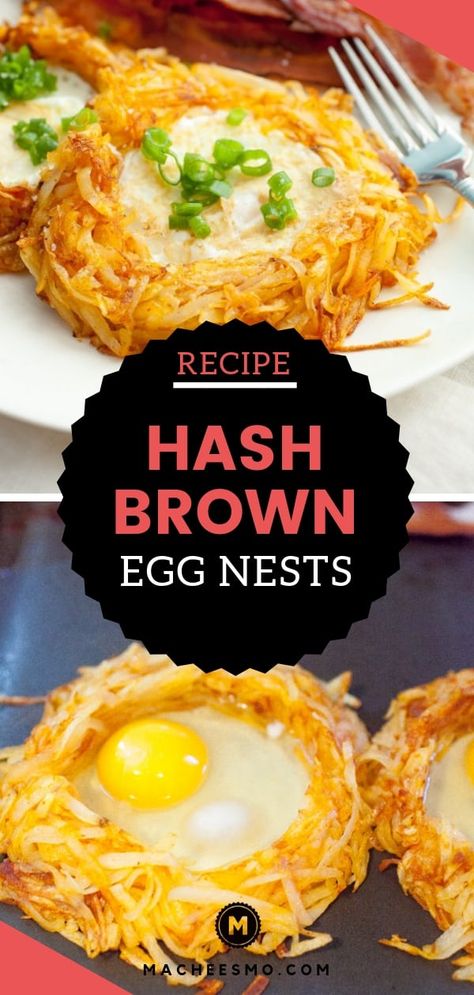 Who needs toast?! You can make these Hash Brown Egg Nests! This is your new favorite breakfast! | macheesmo.com #breakfast #eggs #hashbrowns #easyrecipes Brown Egg, Breakfast Hashbrowns, Over Easy Eggs, Breakfast Specials, Easter Breakfast, Hashbrown Recipes, Breakfast Eggs, Egg Nest, Brown Eggs