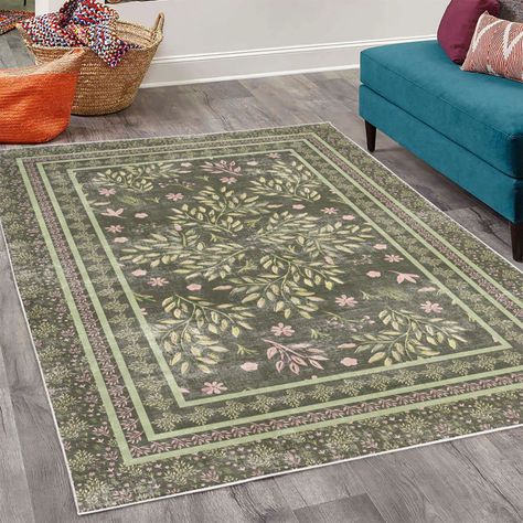 Charlton Home® Calee Leaves High Density Long Fiber Poly Threads Decorative Area Rug Carpet | Wayfair Green And Purple Rug, Purple And Green Rug, Pink And Green Area Rugs, Rugs For Green Couch, Green Rug Texture, Green Circle Rug, Green And Pink Rug, Pink And Green Rug, Blue And Green Rug