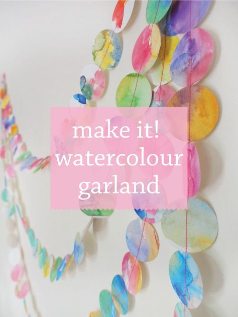 Watercolor Garland Diy Garland Paper, Watercolour Heart, Watercolor Classroom, Watercolor Party, Garland Diy, Pom Pom Garland, Diy Garland, Art Party, Crafty Craft